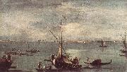 GUARDI, Francesco The Lagoon with Boats, Gondolas, and Rafts kug oil painting on canvas